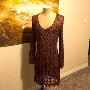 Hand made crochet dress .